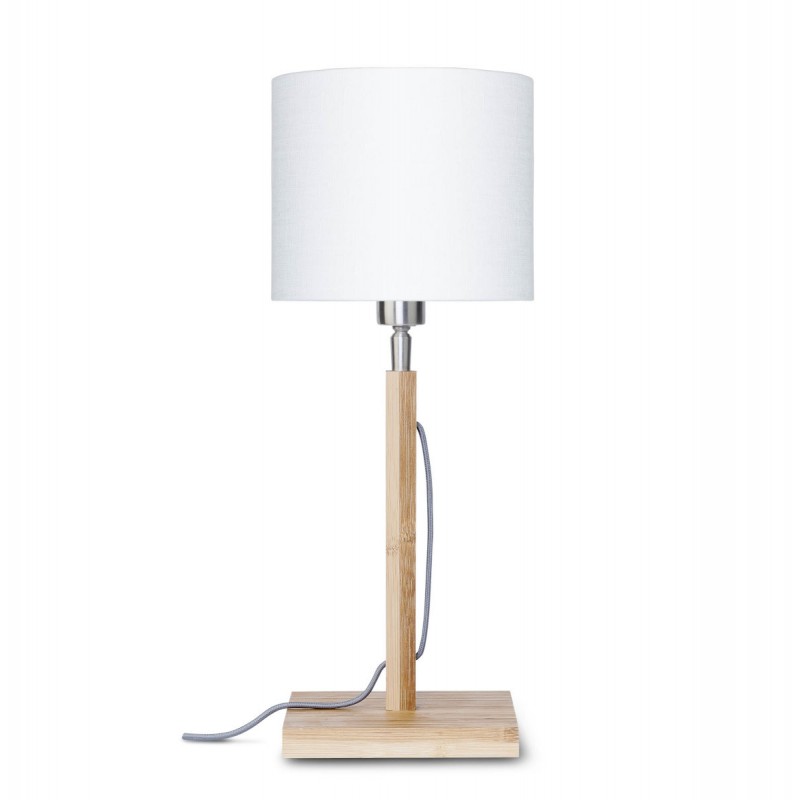 Lámpara de mesa de bambú y pantalla de lino ecológica FUJI (natural, blanca) - image 44694