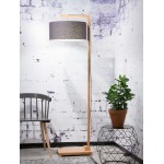Lámpara de pie de bambú y pantalla de lino ecológico himalaya (natural, gris oscuro)