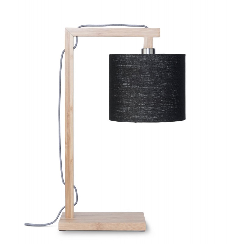 Lampe de table en bambou et abat-jour lin écologique HIMALAYA (naturel, noir) - image 44754