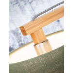 Lampe de table en bambou et abat-jour lin écologique HIMALAYA (naturel, vert foncé)