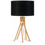 Lampada da tavolo Bamboo e lampada di lino eco-friendly KILIMANJARO (naturale, nera)