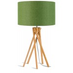 Lampada da tavolo Bamboo e lampada di lino eco-friendly KILIMANJARO (naturale, verde scuro)