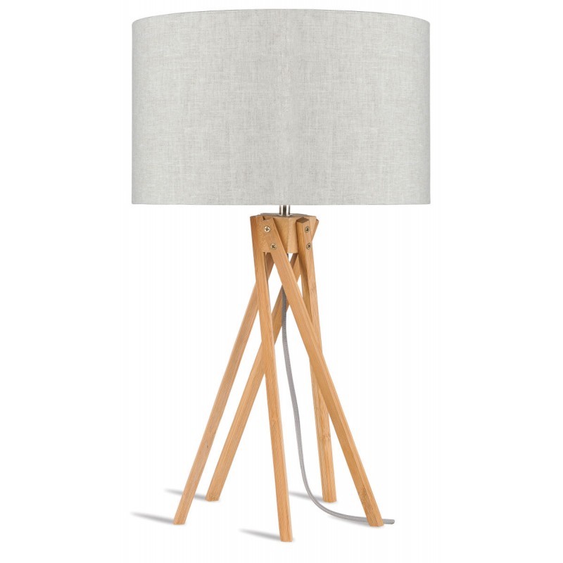 Lampe de table en bambou et abat-jour lin écologique KILIMANJARO (naturel, lin clair) - image 44857