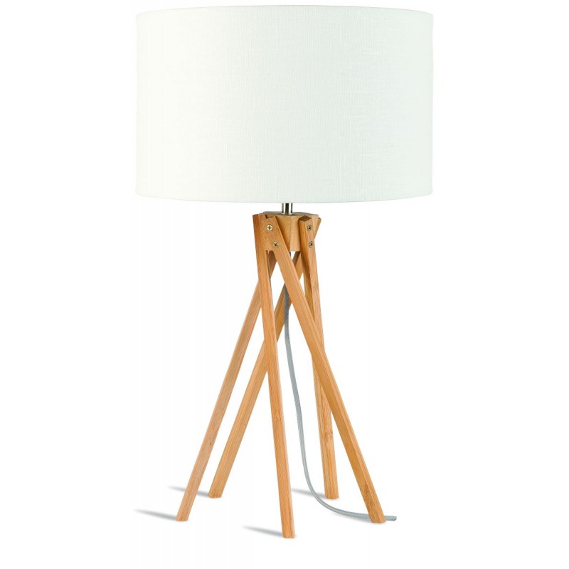 Lámpara de mesa de bambú y lámpara de lino ecológica KILIMANJARO (natural, blanca) - image 44861