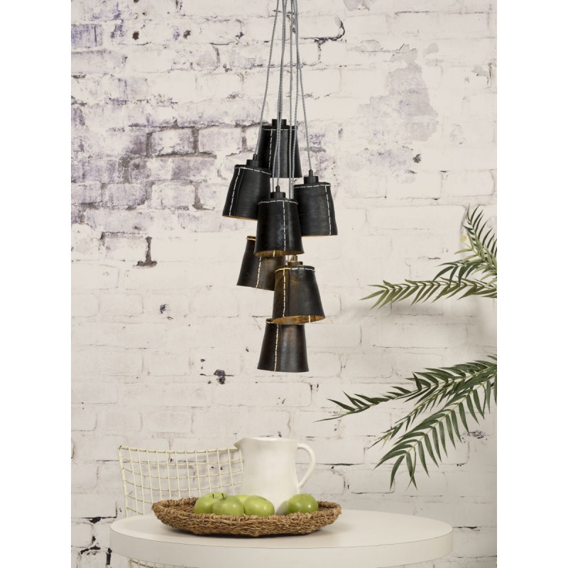 AMAZON SMALL 7 lampshade recycled tire suspension lamp (black) - image 45028