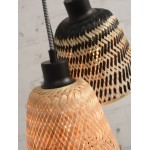 KaliMANTAN lámpara de suspensión de bambú 3 pantallas (natural, negro)