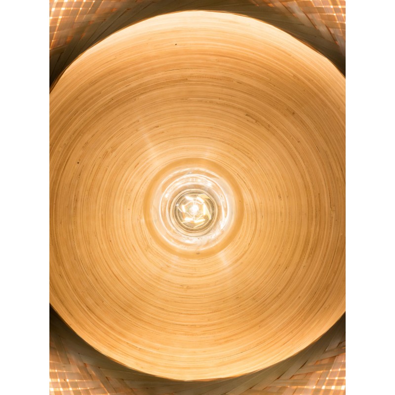 Lámpara de suspensión plana de bambú MEKONG (60 cm) 2 pantallas (blanco, natural) - image 45362