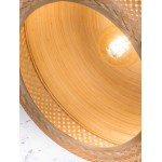 Lampada a sospensione MEKONG con bambù piatto (60 cm) 2 paralumi (bianco, naturale)