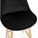 Tabouret de bar design scandinave en velours pieds couleur naturelle CAMY (noir)
