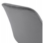 Tabouret de bar mi-hauteur design scandinave en velours pieds couleur naturelle CAMY MINI (gris)