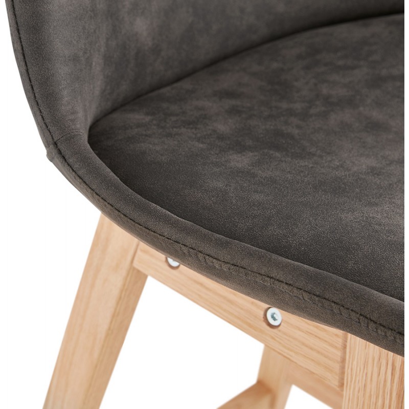 Scandinavian design bar stool in microfiber feet natural color LILY (dark grey) - image 45713