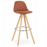 Scandinavian bar stool in microfiber feet wood natural color TALIA (brown)