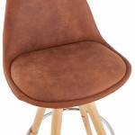 Scandinavian bar stool in microfiber feet wood natural color TALIA (brown)