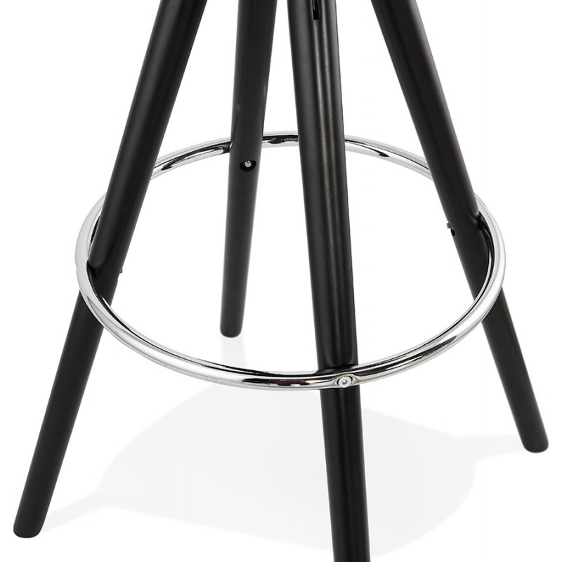Tabouret de bar mi-hauteur design en velours pieds bois noir MERRY MINI (bleu) - image 45949
