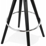 Vintage bar stool in microfiber feet black wood TALIA (brown)