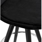 Tabouret de bar design en velours pieds bois noir MERRY (noir)