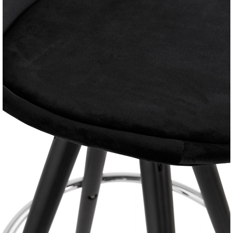Tabouret de bar design en velours pieds bois noir MERRY (noir) - image 45980