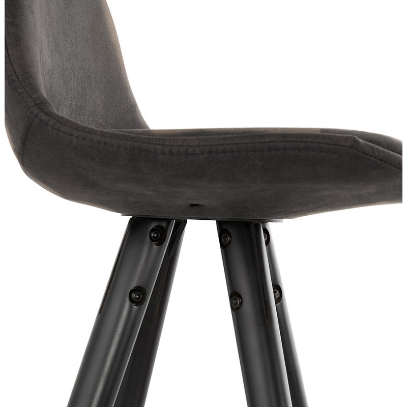 Vintage bar stool in microfiber feet black wood TALIA (dark grey) - image 46025