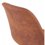 Tabouret de bar mi-hauteur design scandinave en microfibre pieds couleur naturelle LILY MINI (marron)