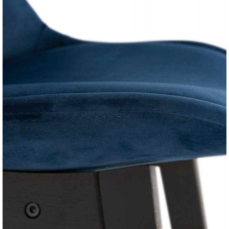 Tabouret de bar mi-hauteur design en velours pieds noirs CAMY MINI (bleu) - image 46121