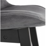 Tabouret de bar design en velours pieds noirs CAMY (gris)