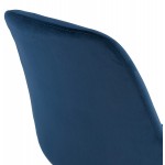 Tabouret de bar design en velours pieds noirs CAMY (bleu)