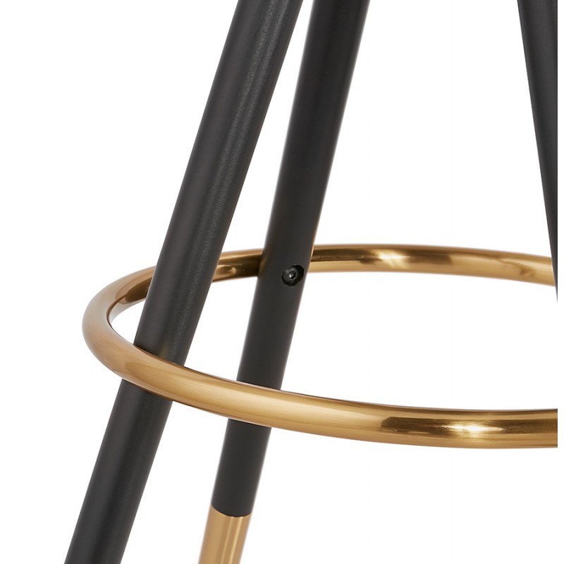 Tabouret de bar design en velours pieds noirs et dorés NEKO (gris) - image 46183