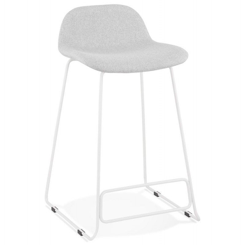 Mid-height bar stool in white metal foot fabric CUTIE MINI (light grey) - image 46415