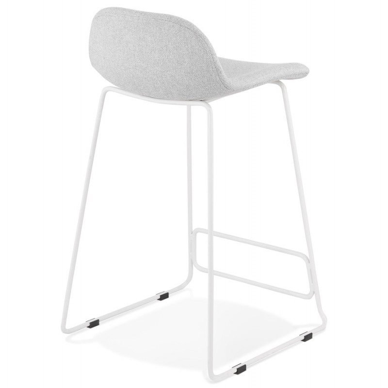 Mid-height bar stool in white metal foot fabric CUTIE MINI (light grey) - image 46418