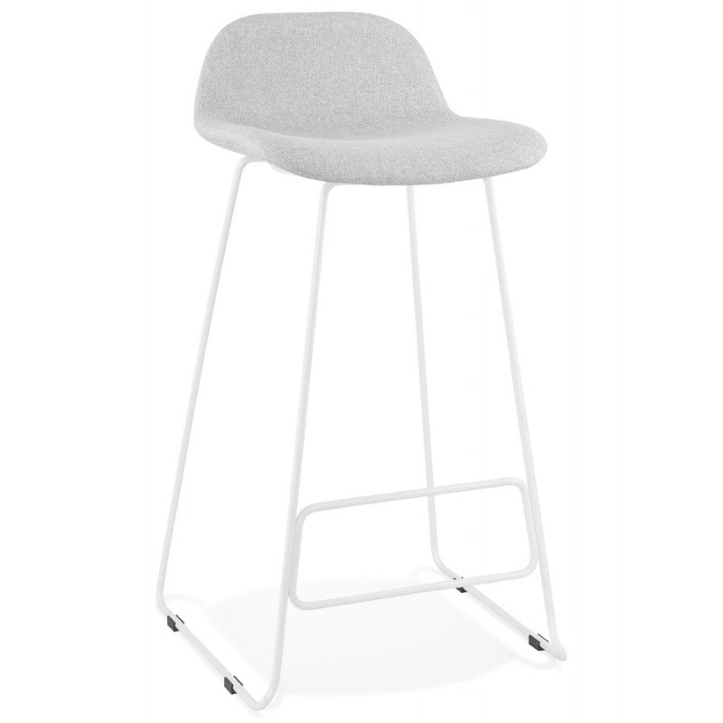 Mid-height bar stool in fabric white metal feet CUTIE (light grey) - image 46425