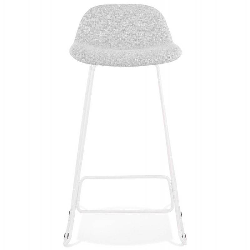 Mid-height bar stool in fabric white metal feet CUTIE (light grey) - image 46426