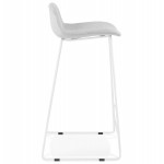 Mid-height bar stool in fabric white metal feet CUTIE (light grey)