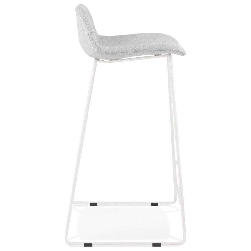 Mid-height bar stool in fabric white metal feet CUTIE (light grey) - image 46427