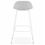 Mid-height bar stool in fabric white metal feet CUTIE (light grey)