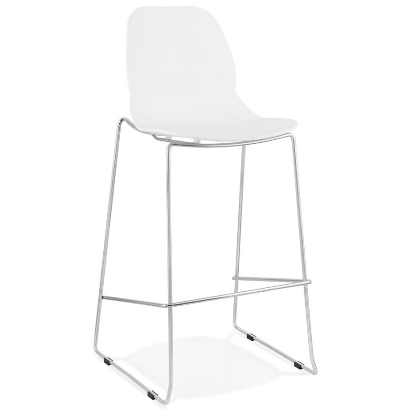 Design stackable bar stool with chromed metal legs JULIETTE (white) - image 46589