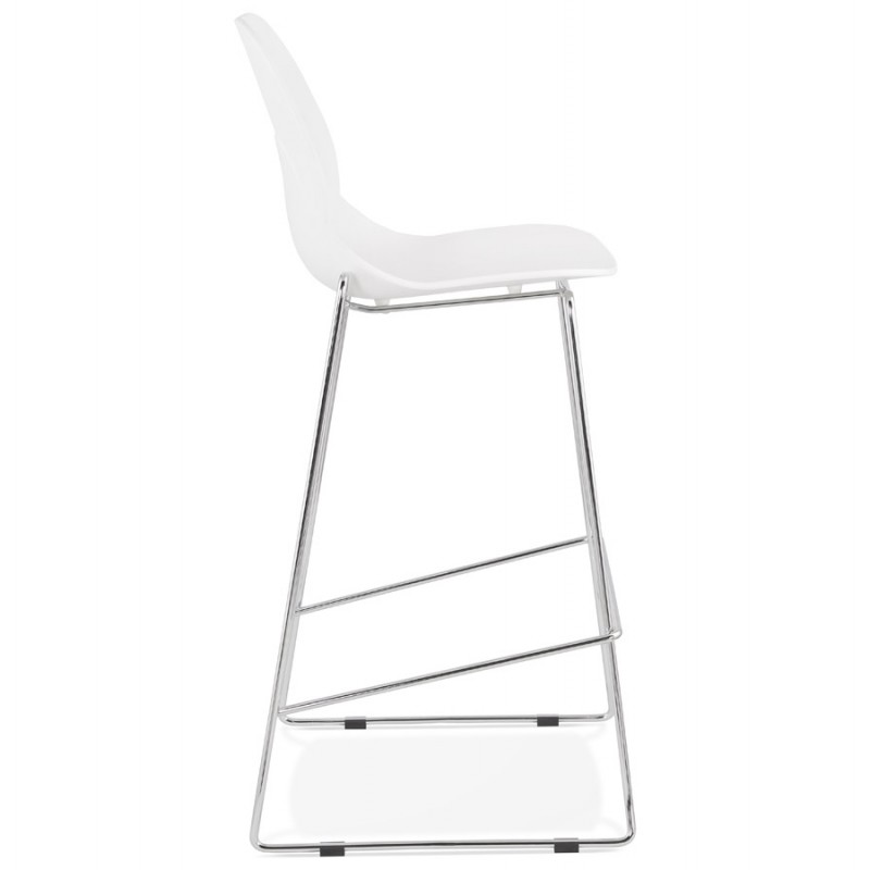 Design stackable bar stool with chromed metal legs JULIETTE (white) - image 46591