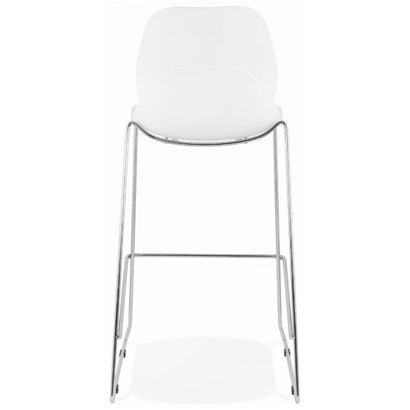 Design stackable bar stool with chromed metal legs JULIETTE (white) - image 46593