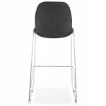 Tabouret de bar chaise de bar scandinave empilable en tissu pieds métal chromé LOKUMA (gris foncé)