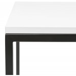 Hoher Tisch aufgesiebt Holzdesign schwarz Metallfüße HUGO (weiß)