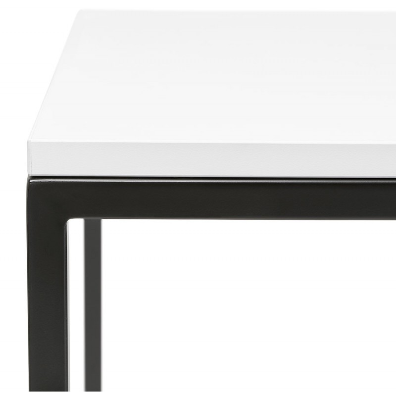 High table eat-up wooden design black metal feet HUGO (white) - image 46999