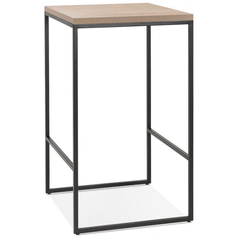 Table haute mange-debout design en bois pieds métal noir LUCAS (finition naturelle) - image 47015