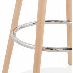 Table haute mange-debout design en bois pieds bois couleur naturelle CHLOE (blanc)