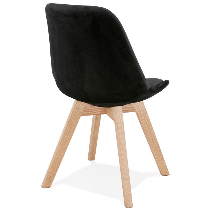 Chaise design scandinave en velours pieds couleur naturelle LEONORA (noir) - image 47122
