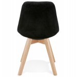 Chaise design scandinave en velours pieds couleur naturelle LEONORA (noir)