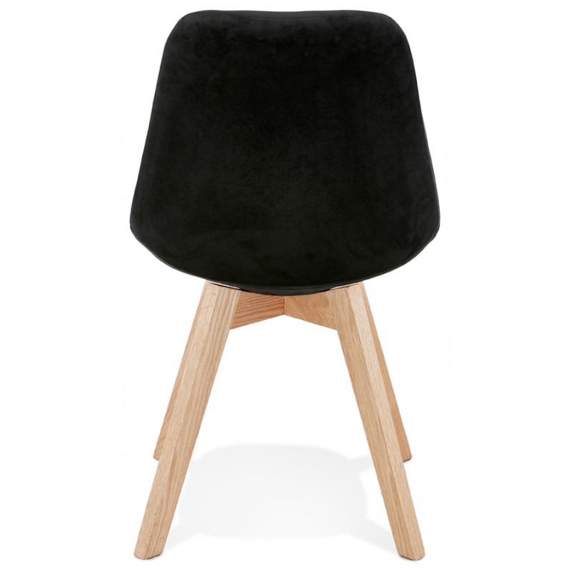 Chaise design scandinave en velours pieds couleur naturelle LEONORA (noir) - image 47123