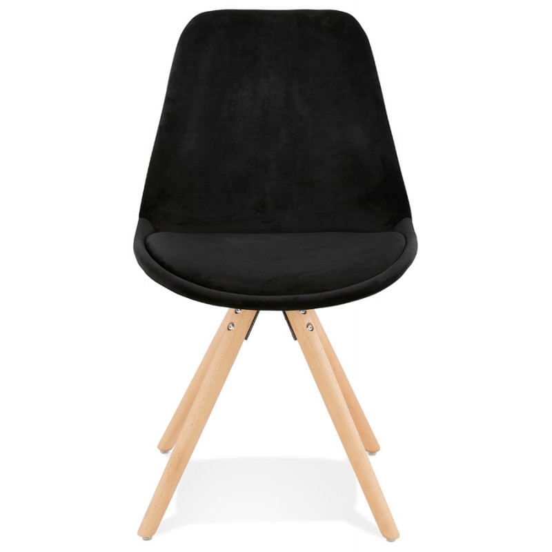 Chaise design scandinave en velours pieds couleur naturelle ALINA (noir) - image 47131