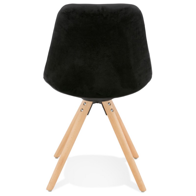 Chaise design scandinave en velours pieds couleur naturelle ALINA (noir) - image 47134