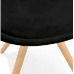 Chaise design scandinave en velours pieds couleur naturelle ALINA (noir)