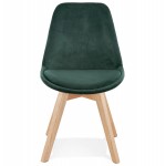 Chaise design scandinave en velours pieds couleur naturelle LEONORA (vert)