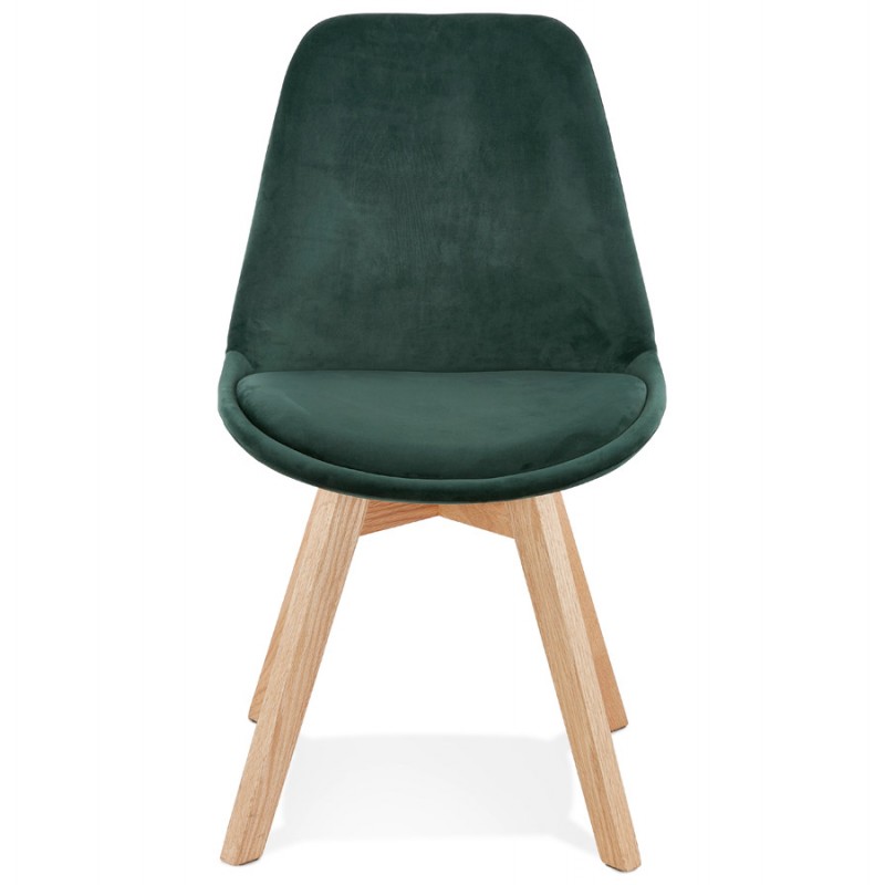 LeONORA Naturfarbene Füße Samt Design Stuhl (grün) - image 47164